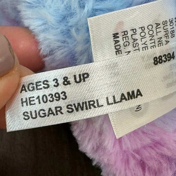 Ganz Sugar Swirl Color Dye Pink Purple Llama Stuffed Plush Animal Toy - Picture 7 of 11